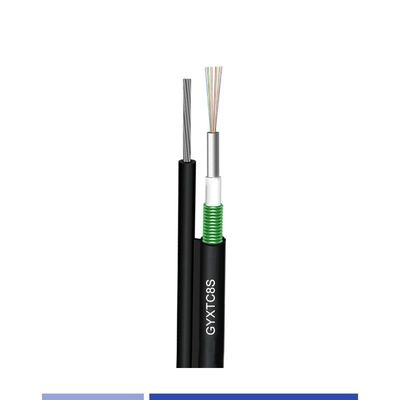 kaufen 12 Faser Einzelmodus 9/125um Luftfaserkabel mit Boten PE Jacket GYXTC8S on-line-Fertigung