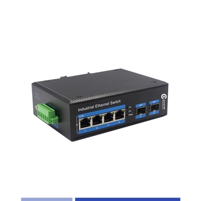 Industrieller Medienfaserkonverter 10/100/1000M 2 SFP mit 4 RJ45-Anschlüssen Einzelmodus SMF Duplex 1310nm 20KM